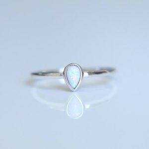 NEW IN BOX: Delicate OPAL Ring! (Size 8.5, silver)
